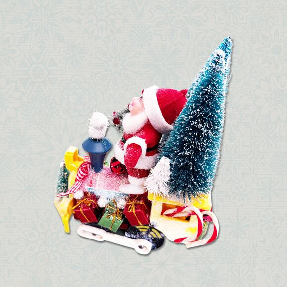 Santa Driving a Vintage Toy Train Christmas Assemblage - Picture 7 of 7